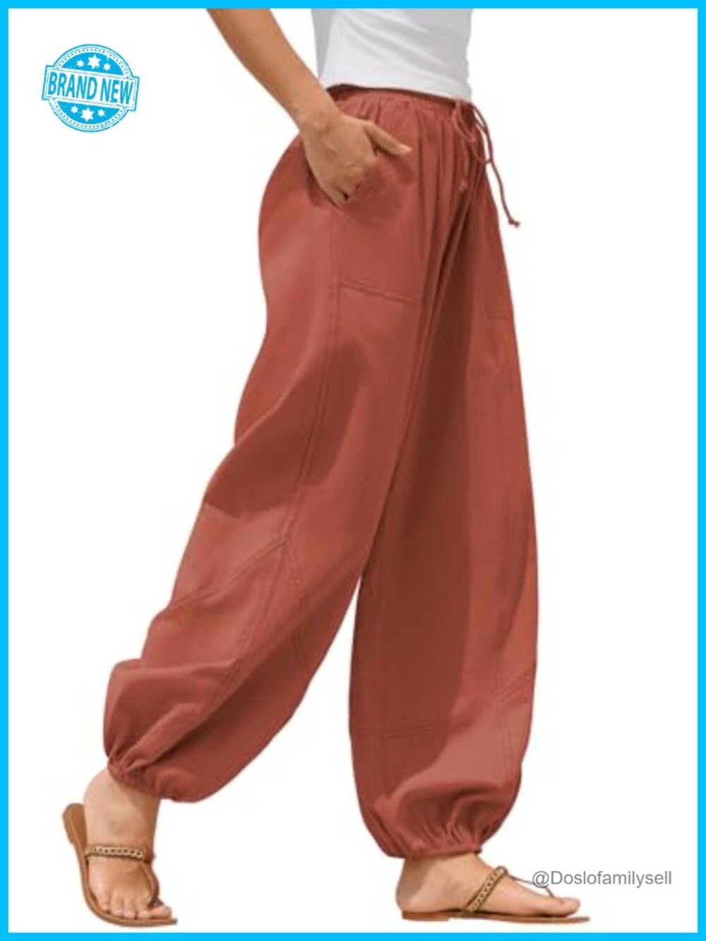 Women Casual Linen Pants High Waist Wide Leg Palazzo Sweatpants